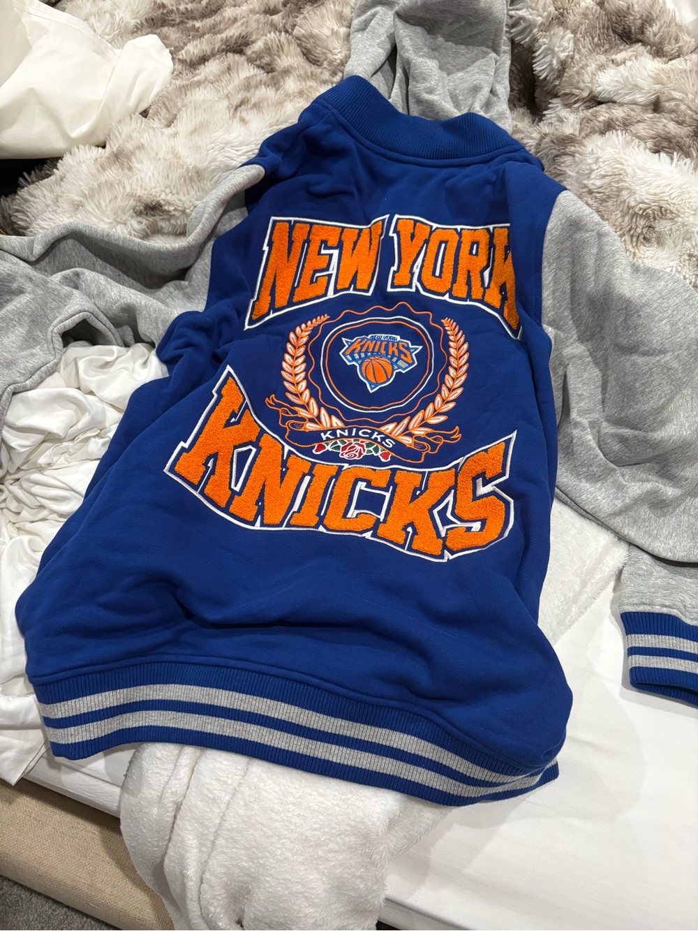 New Era Blue and Gray New York Knicks Kids Hooded Jacket